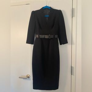 Karen Millen Size 6 Structured Crepe Belted Forever Midi Dress